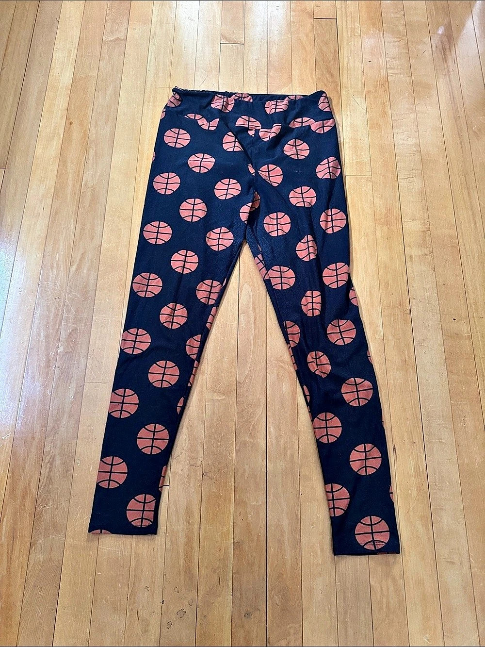 LuLaRoe Basketball Leggings Women's Tall & Curvy in Black & Orange